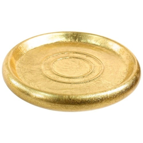 Gold Finish Round Soap Dish in Pottery Gedy SO11-87
